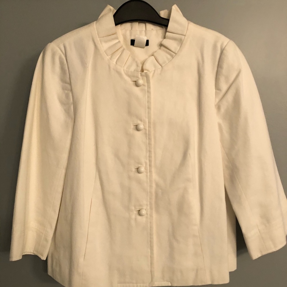 J Crew White Pea Coat, Size 8